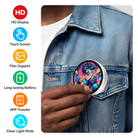 Badge numérique intelligent personnalisé 1,85 pouce, écran TFT portable, contrôle par application, vidéo dynamique, broche, batterie rechargeable, Type-C