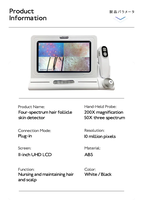 Four Spectrum Scalp Analysis Hair Growth Scalp Analysis Skin Hair Analyzer with 2 Detectors for Beauty Salons