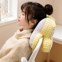 Oreiller de sieste en soie glacée brodé, oreiller créatif en peluche tissée pour étudiants, maison et voyage, avec fonction anti-stress