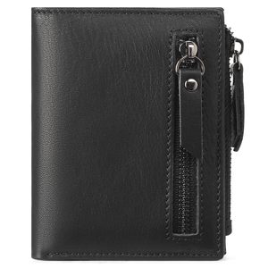 <b>Men's</b> Genuine Leather <b>Wallet</b> Black <b>RFID</b> Anti-Theft Multi-Card Zipper Closure Casual Everyday Use - Product Image 1