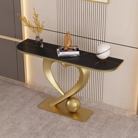 Table console de luxe moderne en marbre pour porche, idéale pour les salons de villas et d'appartements, avec base sur piédestal durable et garantie de 5 ans