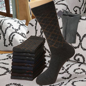 Ensemble classique de 6 paires de chaussettes pour hommes, motif argyle, coton d'hiver, décontractées, chaussettes de bureau, chaussettes habillées, emballage personnalisable - Product Image 3