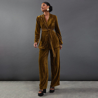 Pantalon palazzo évasé taille haute en velours froissé pour femme, coupe droite décontractée, idéal pour les soirées