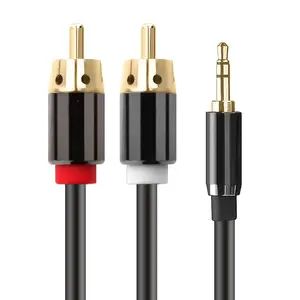 Kabel Penjualan Laris Kabel Audio Mobil 2RCA Ke 3.5 untuk Amplifier Speaker Telepon 3FT RCA 3.5Mm Jack Male Ke Male RCA AUX Kabel OEM