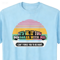 T-shirt divertente con slogan da uomo Retro Sunset, in cotone, a maniche corte, con grafica 'It's Ok If You Disagree' - Product Image 4