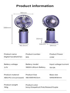 Mini ventilateur portable avec chargement USB, plusieurs vitesses bleues avec forte puissance de ventilation, pliable, cadeau pour étudiant - Product Image 6