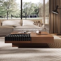 Table basse en bois massif de style nordique moderne pour les petits appartements, une table basse carrée pouvant être rangée