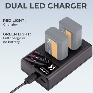 Chargeur rapide double fente K&F Concept NP-FW50 pour batteries <span class=keywords><strong>Sony</strong></span> A6000 A6500 A6300 A6400 A7 A7II A7RII A7SII A7S A7S2 A7R A7R2 <span class=keywords><strong>A55</strong></span> - Product Image 2