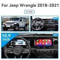 RoadNavi Écran double 12,3 pouces pour Jeep Wrangler JL 2018-2023 Autoradio Android Unité centrale Tableau de bord numérique automobile
