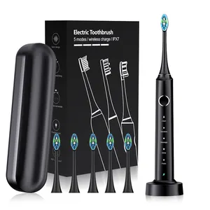 Горячая распродажа дешевые 5 режимов очистки электрическая звуковая зубная щетка USB перезаряжаемая тонкая звуковая зубная щетка с 6 головками