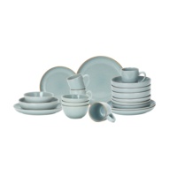 Ensembles de vaisselle en céramique bleue vente en gros de promotion de septembre grandes assiettes en céramique ensembles de vaisselle de sécurité pour micro-ondes pour restaurants
