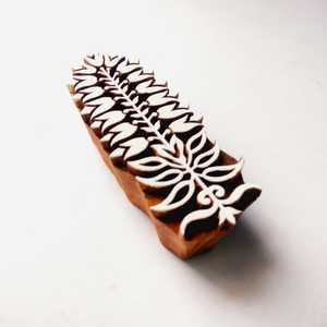 Artisan Carved Rosewood Tulip Vine Border Stamp for Traditional Indian Saree and Textile <b>Block</b> <b>Printing</b> - Product Image 2