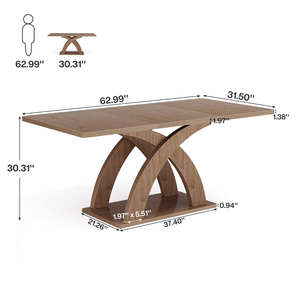 <span class=keywords><strong>Table</strong></span> à manger <span class=keywords><strong>rectangulaire</strong></span> moderne en bois massif pour 4 à 6 <span class=keywords><strong>personnes</strong></span>, meubles de maison durables - Product Image 4