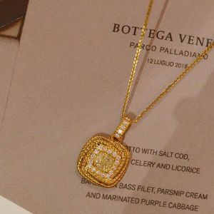 Xinfly 18K Real Gold Jewelry Set <b>Ice</b> <b>Out</b> Square Yellow Diamond Pendant Necklace Ring for Wedding Engagement Party or Gift - Product Image 2