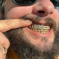Grillz dentaire en cuivre tendance, serti de zircone cubique colorée, unisexe, pour le hip-hop et les soirées