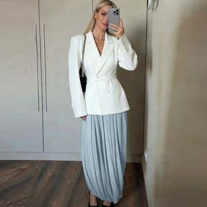 Elegant Women's Asymmetrical Ankle-Length Skirt With Slit In Solid Color Soft <b>Chiffon</b> Fabric For All Seasons - Product Image 5