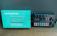 Carte son F998, table de mixage audio, interface audio pour podcast, avec effets de mixage DJ, changeur de voix avec effets sonores pour karaoké