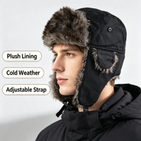 Gorro de aviador Ushanka de piel sintética gruesa para hombre, impermeable, cálido, con orejeras, estilo Lei Feng, para invierno, venta al por mayor, barato