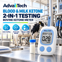 AdvallTech Analyseur numérique portable 2-en-1 de cétone bovine (sang et lait) avec codage automatique, résultats en 8 secondes, diagnostic et injection