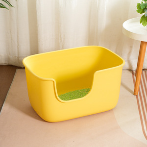 Bac à litière ouvert extra large 57x40x31cm, design carré jaune, pour chatons et chats adultes - Product Image 2