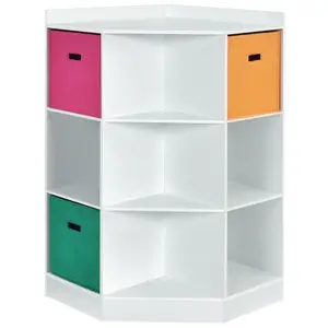 Corner Cubby Toy Storage for Kids Corner Toy Organizer with 6Cubbies, 3 Angled Shelves, and a Large Open-top Shelf Toy Organizer
