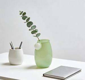 Vaso in Vetro <span class=keywords><strong>Aqua</strong></span> Personalizzato con Manico a Sfera Bianca, Decorazione da Tavolo, Vaso per Fiori in Vetro Colorato, Terrario in Vetro - Product Image 6