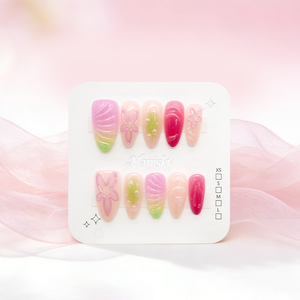 10 <span class=keywords><strong>Uñas</strong></span> Postizas Acrílicas Francesas Pre-Diseñadas con Pegamento, Longitud Media, Forma Almendrada, para Mujeres y Niñas - Product Image 5