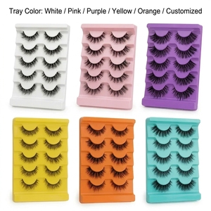 Plateaux de cils transparents en gros, 5 paires par paquet, assortiment varié, emballage minimal pour la vente en gros de bandes de cils - Product Image 2