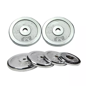 Tạ đòn, tạ tay bằng gang đúc bạc miễn phí, giá rẻ, thiết bị tập thể dục phòng gym với logo tùy chỉnh, loại đĩa tạ có viền bảo vệ - Product Image 5