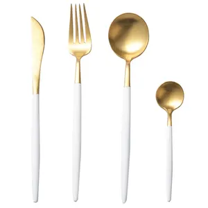 크리 에이 티브 카페 결혼식 flatware, 매트 실버 골드 화이트 칼 세트