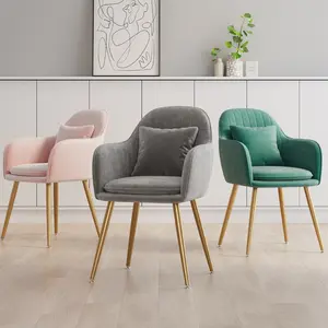 Ev mobilya İskandinav lüks Modern tasarım döşemeli yumuşak kumaş kadife restoran restoran için yemek odası sandalyeleri