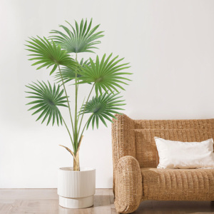 Plantas en maceta artificiales de alta calidad, palmera de abanico tropical hecha de PE para decoración de tienda de oficina al aire libre de planta de bonsái verde - Product Image 2
