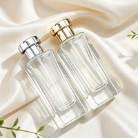 Flacons de parfum en verre de luxe 50 ml / 17 oz, flacons vaporisateurs rectangulaires en verre vides avec bouchon pompe, flacons de parfum en verre sur mesure