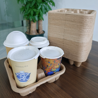 Plateau porte-gobelets en pulpe moulée, support pour 4 tasses à café à emporter pour les commerces de vente à emporter, les bars à jus, les supermarchés