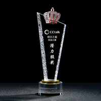 Personnalisé Or Argent Bronze Métal Couronne Trophée Verre Trophée Prix Cristal Gagner Coupe pour Concours De Beauté Événement
