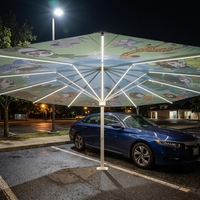 Sombrilla Gigante para Estacionamiento de Autos Eléctricos con Bordes Reflectantes, Tela Resistente a los Rayos UV y Poste de Acero Inoxidable para Plaza de Estacionamiento al Aire Libre