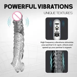 Erotikprodukte Sexspielzeug Hülle Vibrator Penisring Transparent Wiederverwendbare Penishülle Cockring Verlängerung Penisvergrößerer - Product Image 3