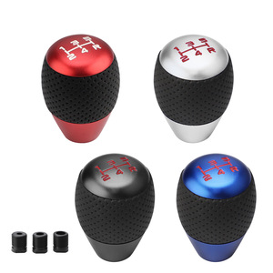 Car Gear <b>Shift</b> <b>Knob</b> Manual Leather Top Ergonomic Black Red Blue Silver Universal Fit - Product Image 1
