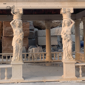 BLVE personnalisé grand jardin décoration pierre naturelle sculpture femmes piliers <span class=keywords><strong>pavillon</strong></span> extérieur Beige marbre Gazebo - Product Image 6