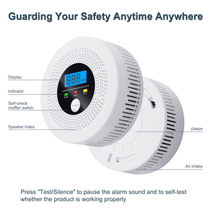 Detektor Alarm Pribadi Portabel Karbon Monoksida dan <span class=keywords><strong>Gas</strong></span> Alam dengan Sensitivitas Tinggi, Baterai 3AA, Alarm 85 DB - Product Image 5