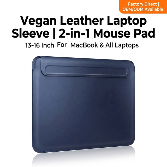 Wholesale 2-in-1 Magnetic Laptop Sleeve Mouse Pad Luxury Business Shockproof Leather Laptop Bag case Tablet Bags & Covers