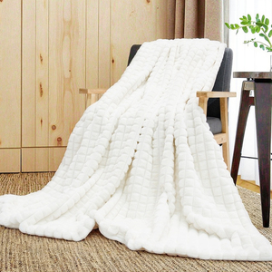 Comfort Luxury Jacquard Rabbit Faux Fur <strong>Throw</strong> Blanket <strong>for</strong> <strong>Couch</strong> Living Room - Product Image 4
