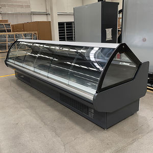 Vitrine réfrigérée de présentation de nourriture cuite, de salades, de charcuterie, de <span class=keywords><strong>boucherie</strong></span>, de charcuterie, en verre incurvé, pour comptoir, vente en gros d'usine - Product Image 3