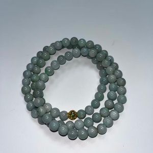 Klasik alami asli giok manik-manik Gelang Kalung Set geometris tiga lapisan Buddha modis wanita CMA - Product Image 4