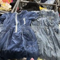 Gaun Jeans Wanita Bekas Campuran Denim Aneka Model Vintage Musim Panas Pakaian Bekas Trendi Thrift Langsung dari Pabrik