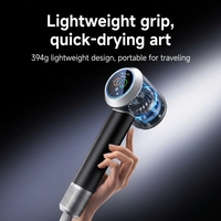 Sèche-cheveux sans balais haute vitesse 1600W, 500 millions d'ions négatifs, écran LCD, séchage rapide, 3 vitesses, air chaud et froid, utilisation hôtelière et extérieure