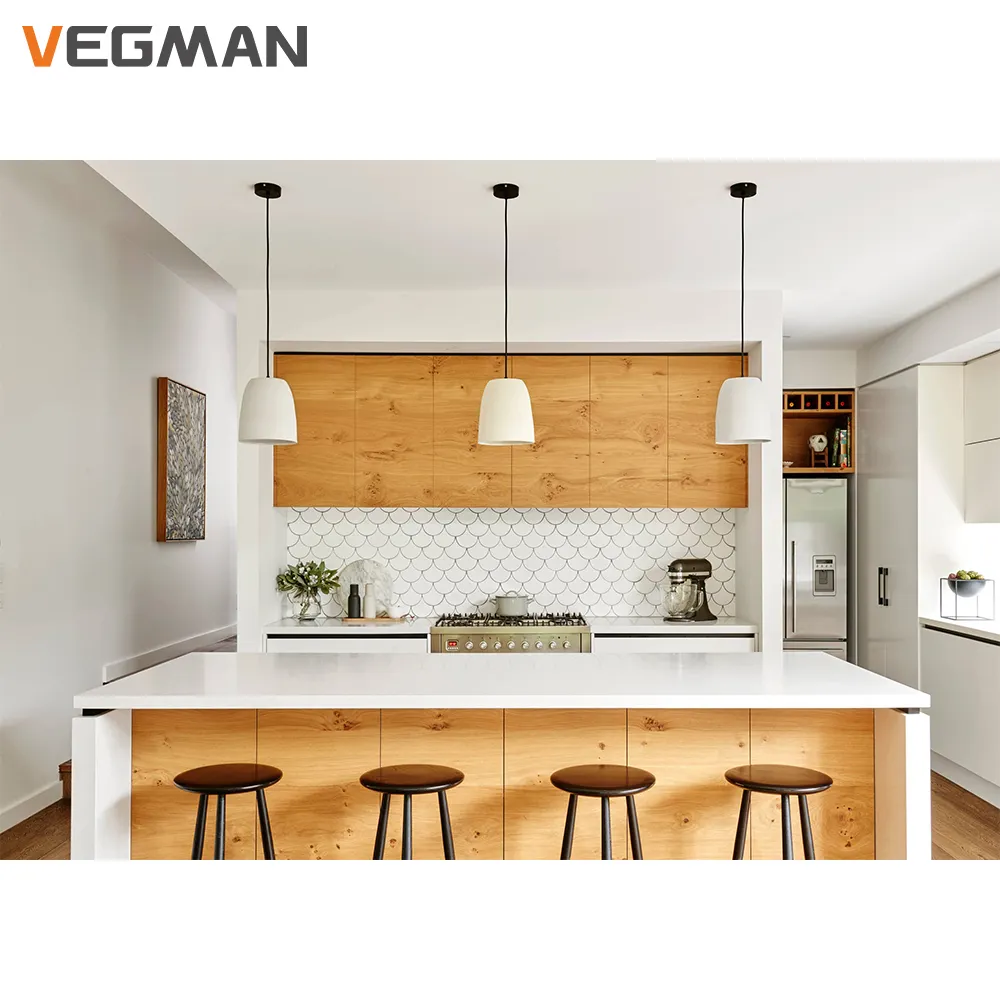 Housing Modern Kitchen Designs Melamine White And Wooden Grain Kitchen Cabinet Replacement