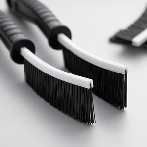 Brosse de nettoyage rigide, lot de 2, avec boucle de suspension et manche en bois, pour salle de bain, toilettes, carrelage, rainures de portes/fenêtres, interstices étroits de voiture - Product Image 4