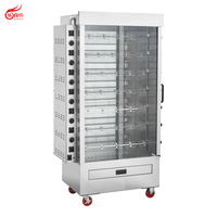 Rôtissoire à poulet électrique professionnelle en acier inoxydable 3/7 broches avec porte vitrée pour restaurant (KJ-7CE)
