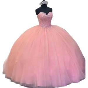 Pink Ball Gown Sweetheart Neckline Empire Waist Tulle Evening Dress For Reunion Events - Product Image 2
